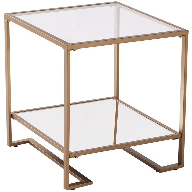 Sei Furniture Horten 22 Square Glass, Square Glass End Table Gold