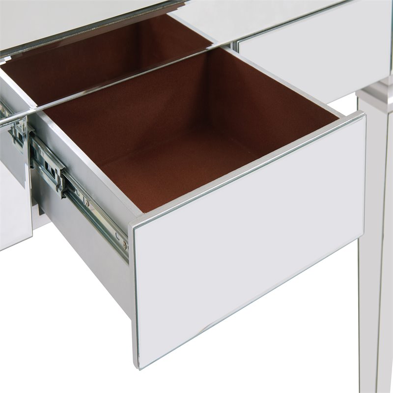 SEI Furniture Darien Glam Mirrored Writing Desk in Silver