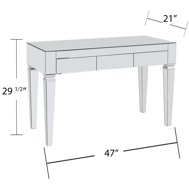 SEI Furniture Darien Glam Mirrored Writing Desk in Silver