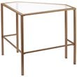 SEI Furniture Keaton Glass Top Metal Corner Writing Desk in Soft Gold