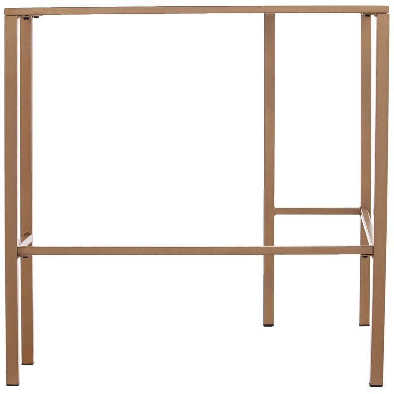 SEI Furniture Keaton Glass Top Metal Corner Writing Desk in Soft Gold