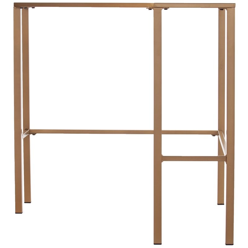 SEI Furniture Keaton Glass Top Metal Corner Writing Desk in Soft Gold