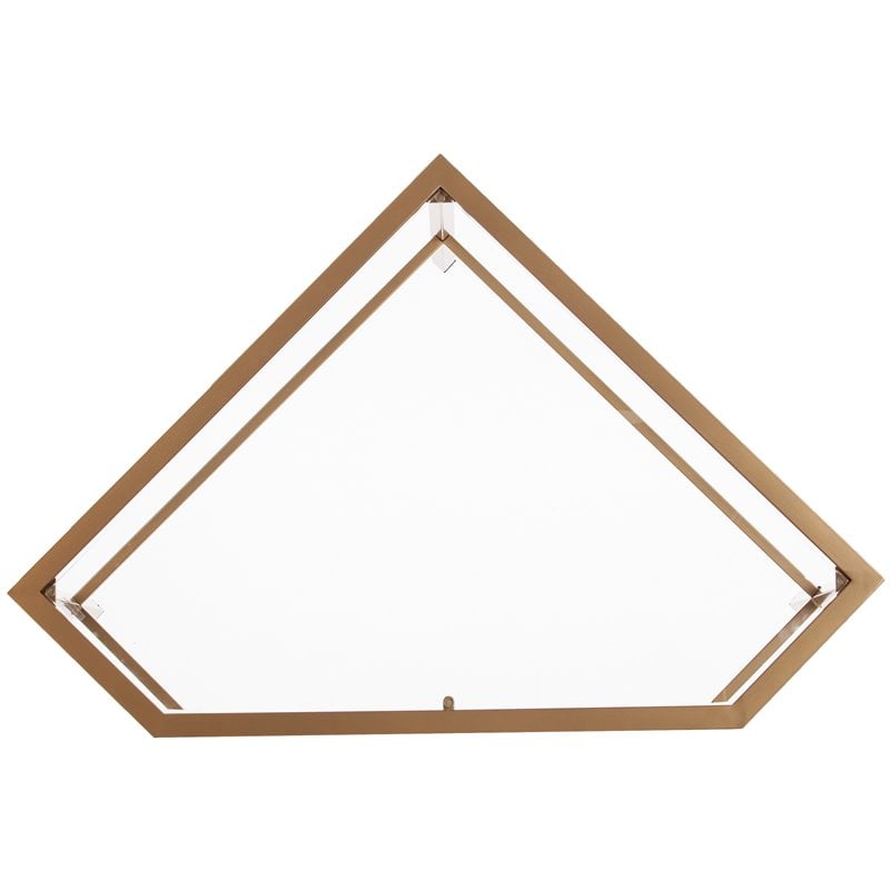 SEI Furniture Keaton Glass Top Metal Corner Writing Desk in Soft Gold