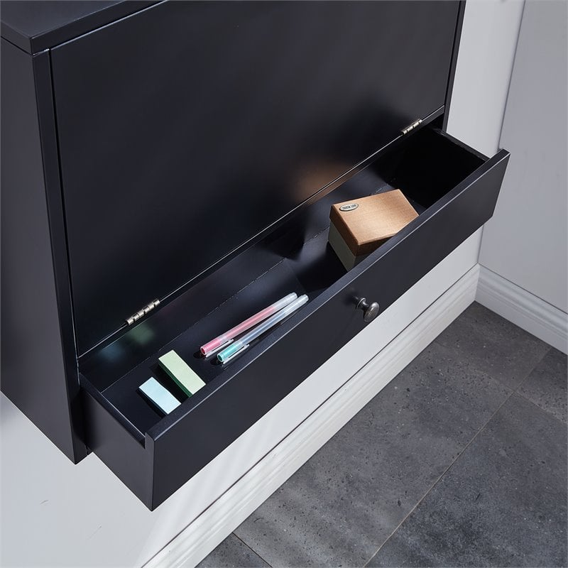 SEI Furniture Wooden Wall Mounted Laptop Desk in Black