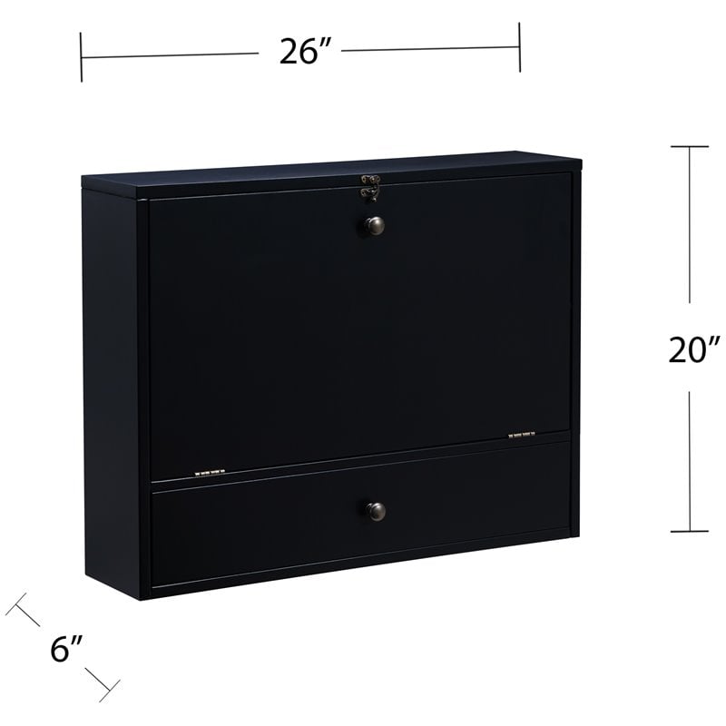 SEI Furniture Wooden Wall Mounted Laptop Desk in Black