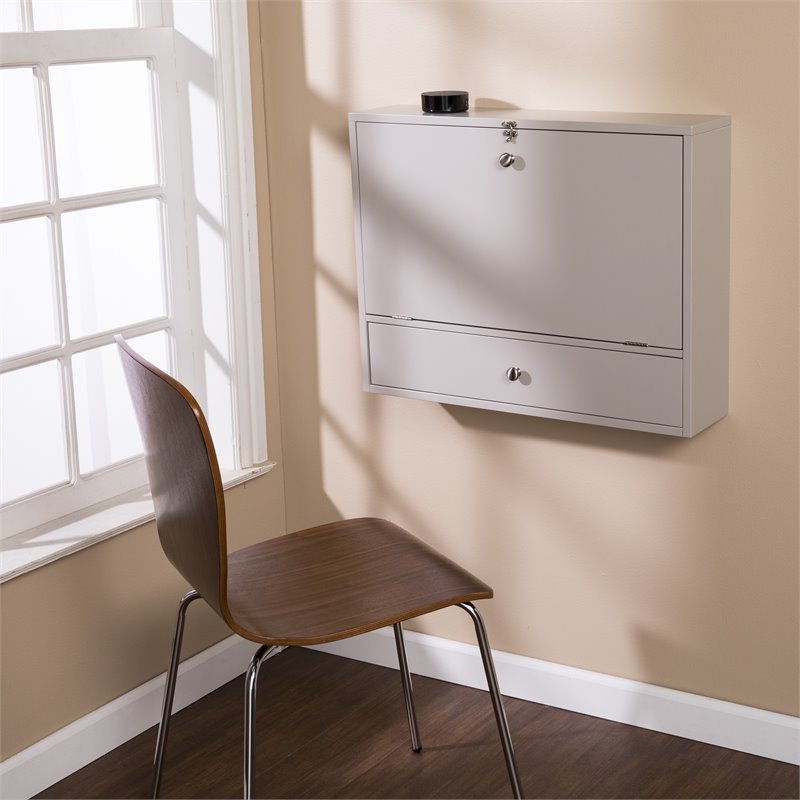 SEI Furniture Wooden Wall Mounted Laptop Desk in Gray