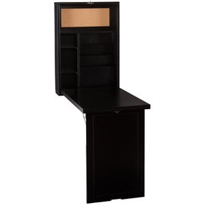SEI Furniture Wooden Fold-Out Convertible Desk in Black