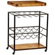 SEI Furniture Mayson Tray Top Bar Cart in Black and Natural