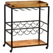 SEI Furniture Mayson Tray Top Bar Cart in Black and Natural