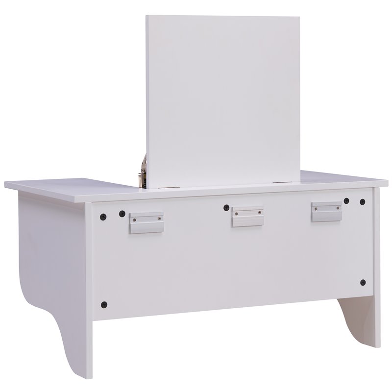 Southern Enterprises Wooden Wall Mounted Vanity Desk with Mirror in White