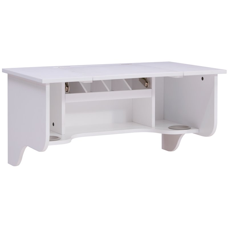 Southern Enterprises Wooden Wall Mounted Vanity Desk with Mirror in White