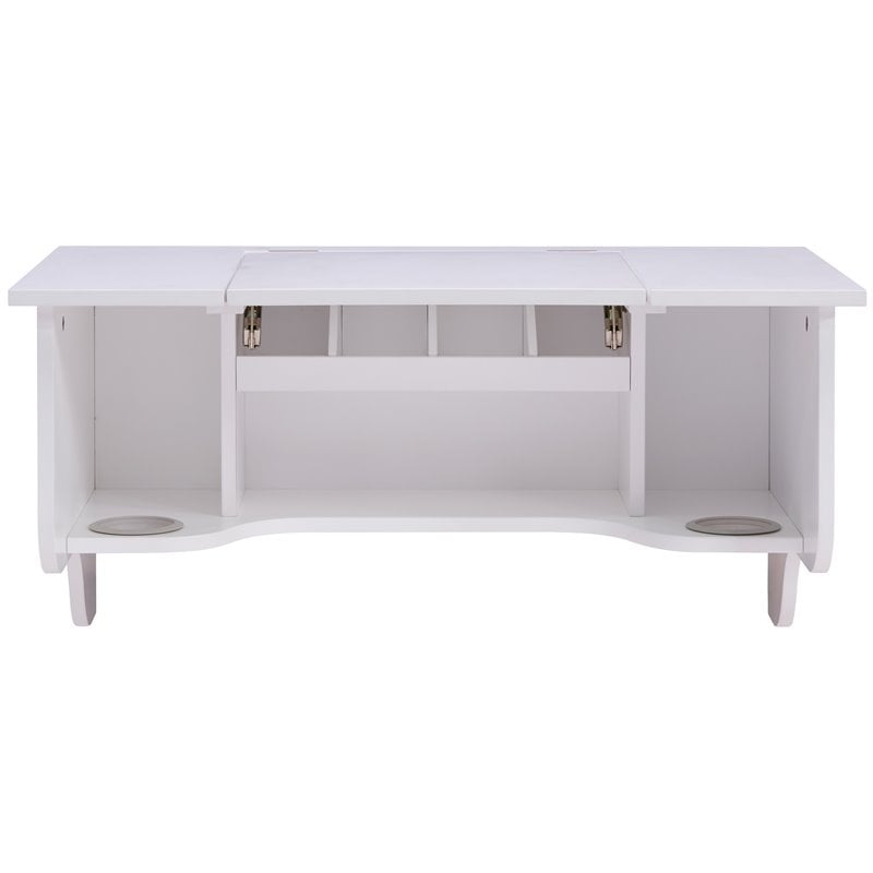 Southern Enterprises Wooden Wall Mounted Vanity Desk with Mirror in White