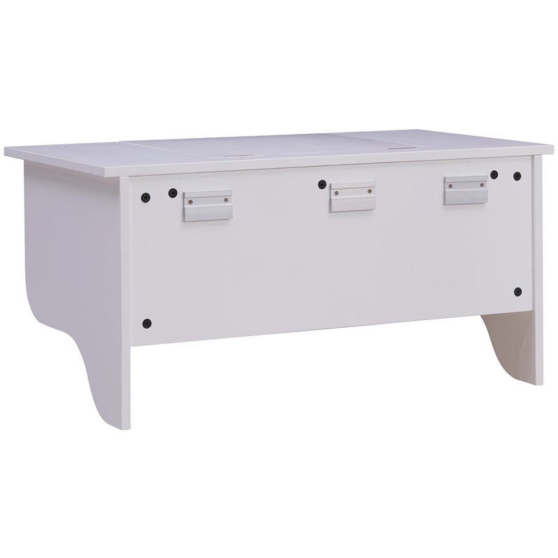 Southern Enterprises Wooden Wall Mounted Vanity Desk with Mirror in White