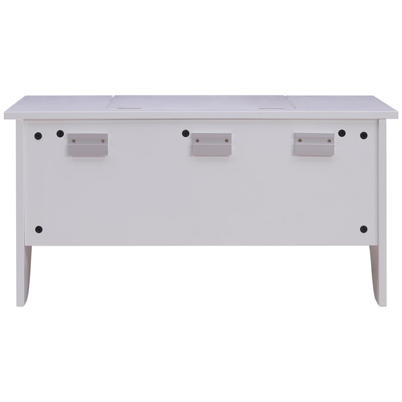 Southern Enterprises Wooden Wall Mounted Vanity Desk with Mirror in White