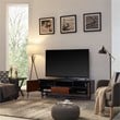 SEI Furniture Blynn Mid Century Wooden TV Stand in Black and Whiskey