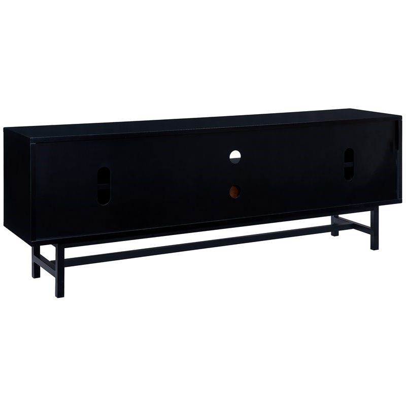 SEI Furniture Blynn Mid Century Wooden TV Stand in Black and Whiskey