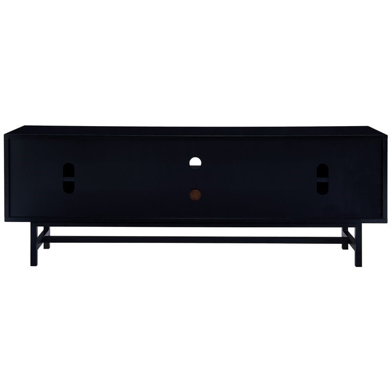 SEI Furniture Blynn Mid Century Wooden TV Stand in Black and Whiskey