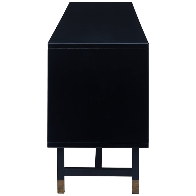 SEI Furniture Blynn Mid Century Wooden TV Stand in Black and Whiskey