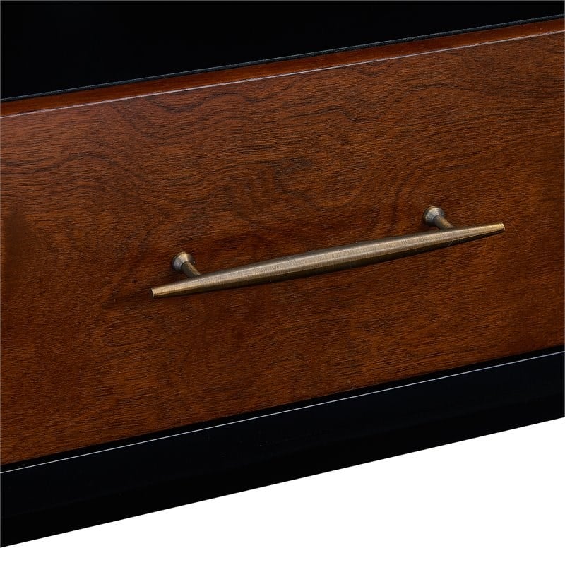 SEI Furniture Blynn Mid Century Wooden TV Stand in Black and Whiskey