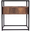 SEI Furniture Olivern 1 Drawer Glass Top End Table in Black and Natural