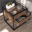 SEI Furniture Olivern 1 Drawer Glass Top End Table in Black and Natural