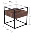 SEI Furniture Olivern 1 Drawer Glass Top End Table in Black and Natural