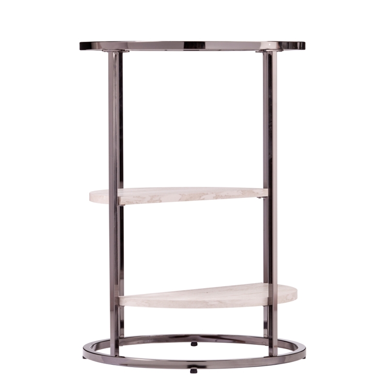 Southern Enterprises Ledermore Tempered Glass Round Side Table in Black