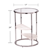 Southern Enterprises Ledermore Tempered Glass Round Side Table in Black