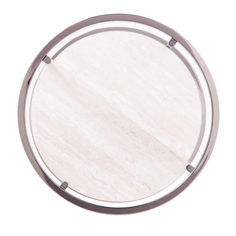 Southern Enterprises Ledermore Tempered Glass Round Side Table in Black