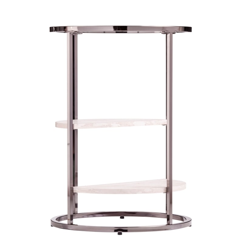 Southern Enterprises Ledermore Tempered Glass Round Side Table in Black