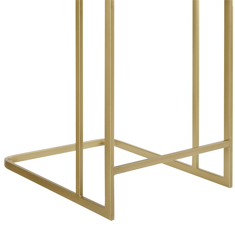 SEI Furniture Fallon Marble Top C Side Table in Gold and White