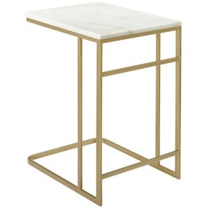 sei furniture fallon marble top c side table in gold and white