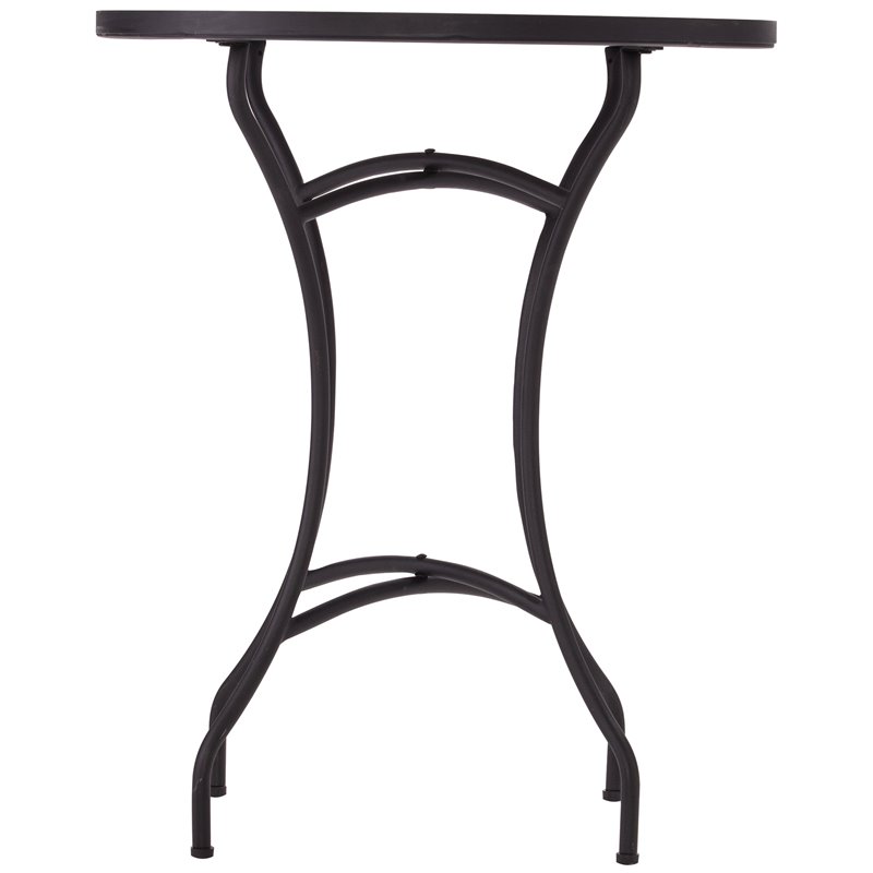 SEI Furniture Fynfield Ceramic Top Patio Side Table in Black and White