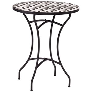 sei furniture fynfield ceramic top patio side table in black and white