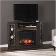 Austindale Touch Screen Electric Fireplace Media Storage in Light Brown/Gold