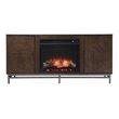 Dibbonly Touch Screen Electric Fireplace with Media Storage - Brown/Matte Silver