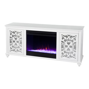 sei furniture maldina color changing fireplace with media storage - white