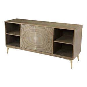 sei furniture crestbury media console with storage white washed oak-gold