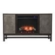 Lannington Touch Screen Electric Fireplace & Media Storage Brown/Antique Silver