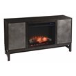 Lannington Touch Screen Electric Fireplace & Media Storage Brown/Antique Silver