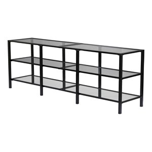 sei furniture tyler transitional metal and glass tv stand in matte black