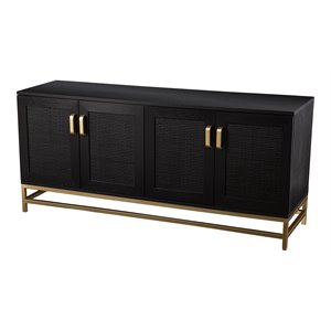 SEI Furniture Rolliston Contemporary 4-Door Media Console in Black-Gold