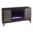 Lannington Color Changing Fireplace with Media Storage in Brown/Antique Silver