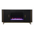 Biddenham Color Changing Fireplace Console with Media Storage in Black/Gold