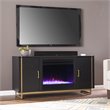 Biddenham Color Changing Fireplace Console with Media Storage in Black/Gold