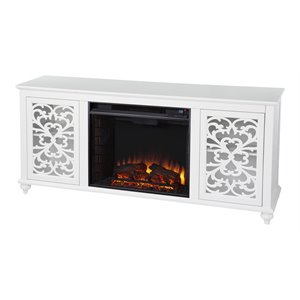 sei furniture maldina electric fireplace with media storage in white