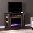 Austindale Color Changing Fireplace & Media Storage in Light Brown/Gold