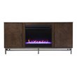 Dibbonly Color Changing Fireplace with Media Storage in Brown/Matte Silver