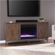 Dibbonly Color Changing Fireplace with Media Storage in Brown/Matte Silver
