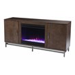 Dibbonly Color Changing Fireplace with Media Storage in Brown/Matte Silver